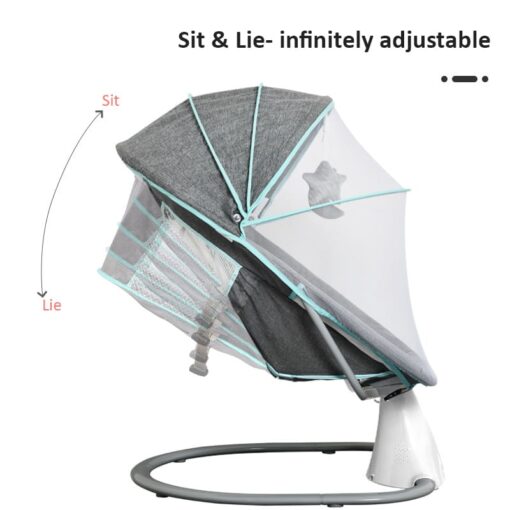 [Refurbished] StarAndDaisy Smart Electric Rocking Swing Bed with Anti-Fall Design and Inbuilt Bluetooth Music - Grey - Image 20