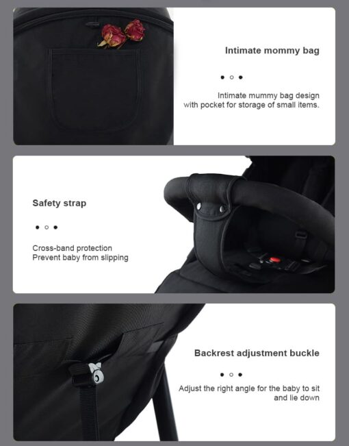 StarAndDaisy Premium Ultra-max Baby Stroller with Five-point Seat Belt & Anti-Shock Absorbers (Graffti Black) - Image 11