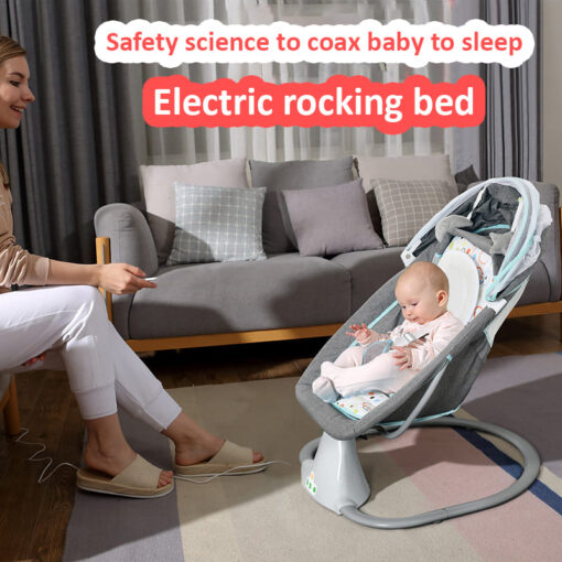 [Refurbished] StarAndDaisy Smart Electric Rocking Swing Bed with Anti-Fall Design and Inbuilt Bluetooth Music - Grey - Image 16