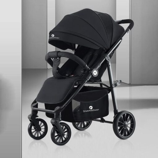 StarAndDaisy Premium Ultra-max Baby Stroller with Five-point Seat Belt & Anti-Shock Absorbers (Black)