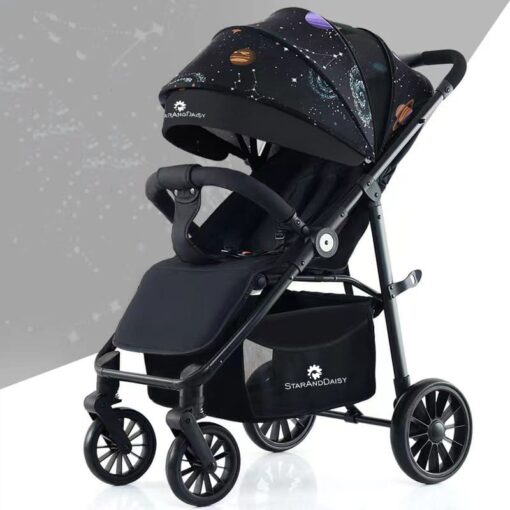 StarAndDaisy Premium Ultra-max Baby Stroller with Five-point Seat Belt & Anti-Shock Absorbers (Graffti Black)