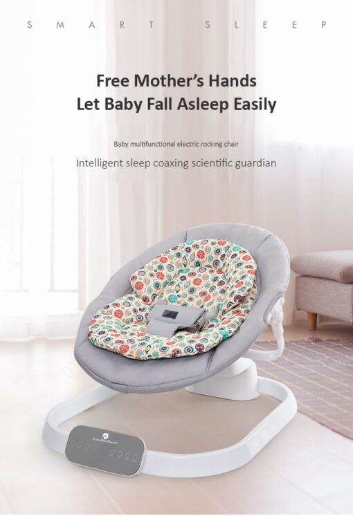 [Refurbished] StarAndDaisy Rocking Baby Bed Rocker / Swings for Infants with 5 Speeds Swings, Bluetooth Music Baby Bouncer with Remote Control for 2-10 kg, 0-18 Months, Dining Tray, Mosquito net and Urine mat (Grey) - Image 3