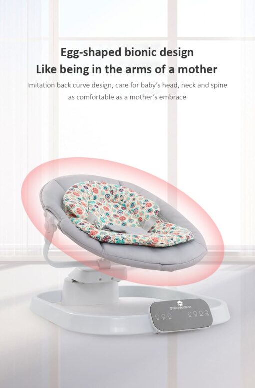 [Refurbished] StarAndDaisy Rocking Baby Bed Rocker / Swings for Infants with 5 Speeds Swings, Bluetooth Music Baby Bouncer with Remote Control for 2-10 kg, 0-18 Months, Dining Tray, Mosquito net and Urine mat (Grey) - Image 5