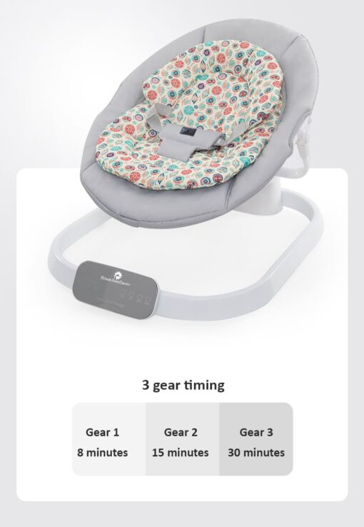 [Refurbished] StarAndDaisy Rocking Baby Bed Rocker / Swings for Infants with 5 Speeds Swings, Bluetooth Music Baby Bouncer with Remote Control for 2-10 kg, 0-18 Months, Dining Tray, Mosquito net and Urine mat (Grey) - Image 7
