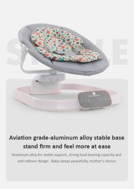 [Refurbished] StarAndDaisy Rocking Baby Bed Rocker / Swings for Infants with 5 Speeds Swings, Bluetooth Music Baby Bouncer with Remote Control for 2-10 kg, 0-18 Months, Dining Tray, Mosquito net and Urine mat (Grey) - Image 10