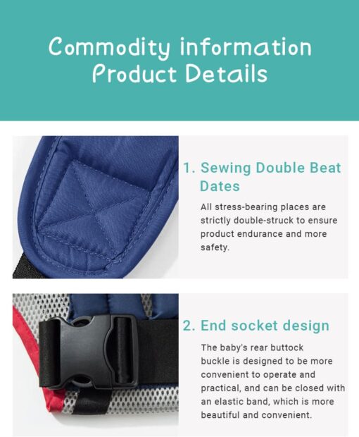 Baby Deer 4 in 1 Multipurpose Strong Baby Carrier with Coushion Padding for Baby Comfort Front Carry Facing in and Out, Back Carry, Feeding Position (Blue & Pink) - Image 14