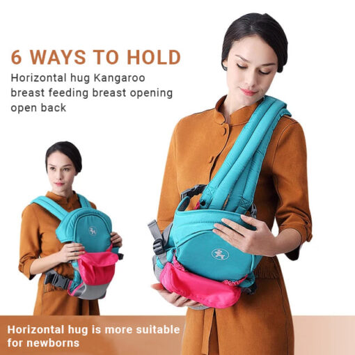 Baby Deer 4 in 1 Multipurpose Strong Baby Carrier with Coushion Padding for Baby Comfort Front Carry Facing in and Out, Back Carry, Feeding Position (Blue & Pink) - Image 17