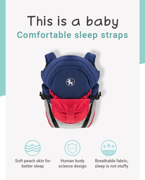 Baby Deer 4 in 1 Multipurpose Strong Baby Carrier with Coushion Padding for Baby Comfort Front Carry Facing in and Out, Back Carry, Feeding Position (Blue & Pink) - Image 5