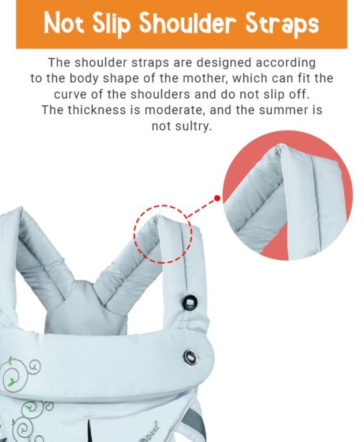 Baby Deer 6 in 1 Multipurpose Strong Baby Carrier with Upgraded Breathable Air Fabric & Ergonomic Design Coushion Padding for Baby Comfort ( Grey & Maroon) - Image 8
