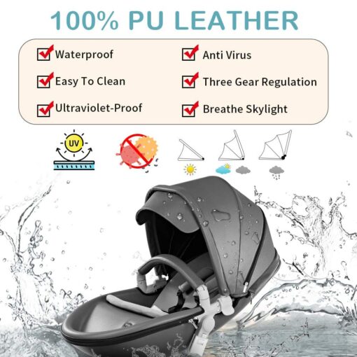 International Series Hot-Mom Stroller, Pram , Buggy & Pushchair with inbuilt 360 Rotation Function, Travel System Pram for Baby and Kids (Brown) - Image 4