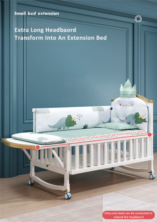 StarAndDaisy Baby Crib Cot / 12 in 1 Baby Bed Convertible Wooden Baby Cot with Mattress, Bumper Set, Mosquito Net & Adjustable Stand (Premium White | With Mattress & Bumper Set) - Image 13