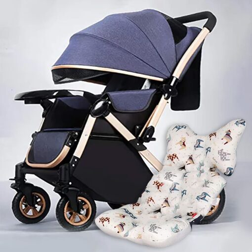 StarAndDaisy Multi-Adjustment Ultra Baby Stroller Pram & Buggy, Pushchair Reversible Handle with Anti-Shock Rubber Wheels (Blue | With Cushion)