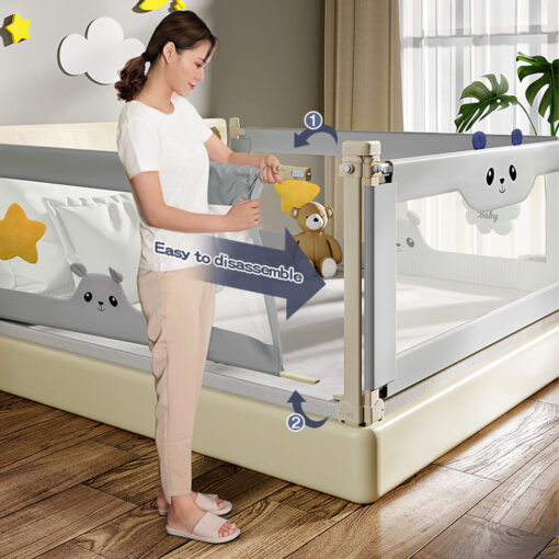 StarAndDaisy Baby Bed Guardrails - Bed Safety Rail - Heightened Bed Guardrail- with Lift for Newborn to 12 years - 1.5m, Pack of 1 - Image 5