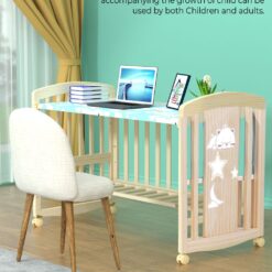 Baby Swing Cradle with Mosquito Net and Wheels