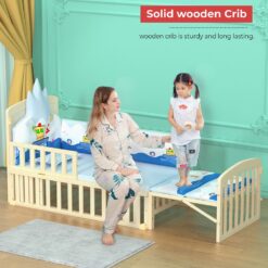 Baby Crib Bed Pinewood 12 in 1 Rocking Cot - Baby Cot Cum Junior Bed