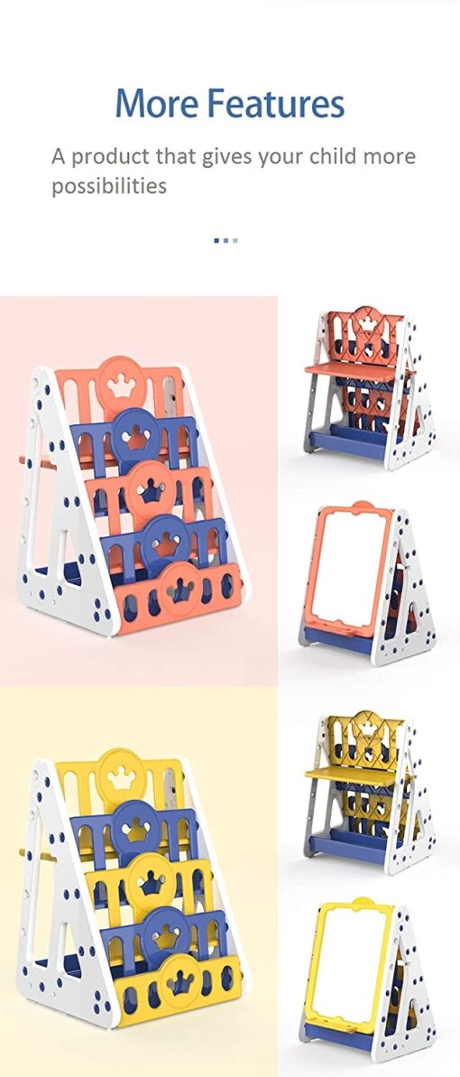 StarAndDaisy Kids Graffiti Drawing White Board Cum Book Shelf Cabinet with Seating Stool for Kids 2-8 Years, Creativity Enhancing Toy for Screen Free time - Image 4