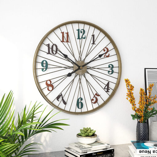 SND Home Decor Craftsmen Vintage Metal Bicycle Wheel Clock - Image 2