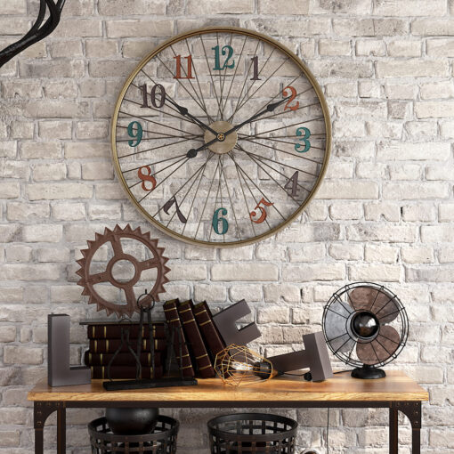 SND Home Decor Craftsmen Vintage Metal Bicycle Wheel Clock - Image 3