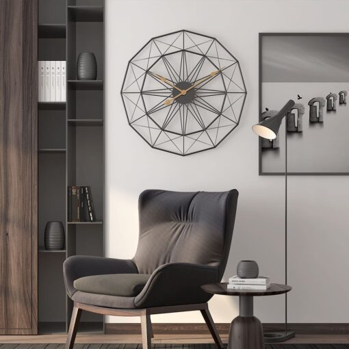 SND Designer Wall Clock, Spider Net Design Wall Clock for Living Room, Bedroom, Kitchen - Black, 60 cm - Image 2
