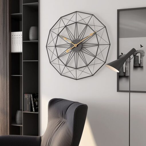 SND Designer Wall Clock, Spider Net Design Wall Clock for Living Room, Bedroom, Kitchen - Black, 60 cm