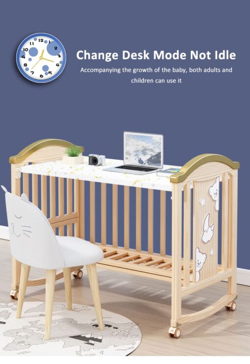 Best Baby Cot Cum Junior Bed Online - Large Baby Cot Crib Pinewood