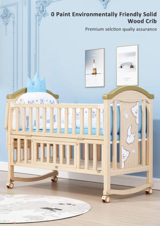 Best Baby Cot Cum Junior Bed Online - Large Baby Cot Crib Pinewood