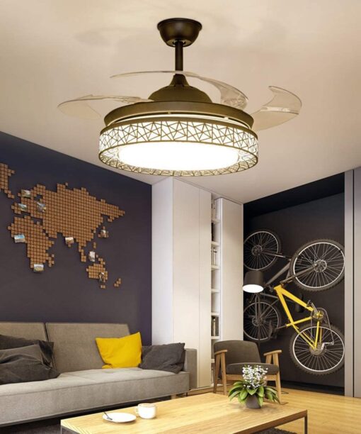 SND Home Decor Black Beast Ceiling Fan with Light, Modern Invisible Ceiling Fan Chandelier with Retractable Blade, Dimmable LED 3 Lighting 3 Speeds Change Ceiling Fans lights with Remote Control (Size - 36inch) - Image 6