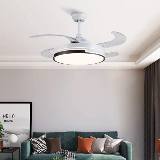 SND Home Decor Elegance Ceiling Fan with Light, Modern Invisible Ceiling Fan Chandelier with Retractable Blade, Dimmable LED 3 Lighting 3 Speeds Change Ceiling Fans lights with Remote Control (Available Size - 36in) - Image 6