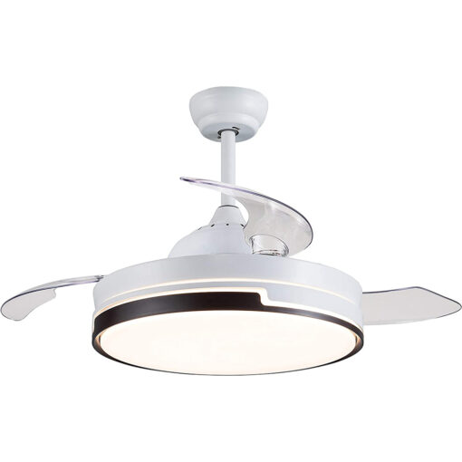 SND Home Decor Elegance Ceiling Fan with Light, Modern Invisible Ceiling Fan Chandelier with Retractable Blade, Dimmable LED 3 Lighting 3 Speeds Change Ceiling Fans lights with Remote Control (Available Size - 36in)