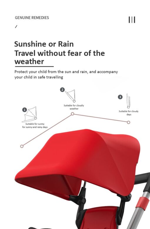 StarAndDaisy 5-in-1 Compact Multifunctional Foldable Children's Tricycle/ Trikes for Kids with Canopy with Dual Storage Basket & Ultra Soft Cushion Seat with Seat Belt, Footrest, Parental Control Handle, Baby Trike for Boys Girls of 1.5 to 5 Years (Red) - Image 10
