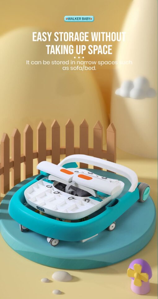 StarAndDaisy Elegant Multifunctional Baby Walker with Anti-rollover U-shaped Baby and Kids Walker with Toy Tray & Music System (Pink) - Image 11