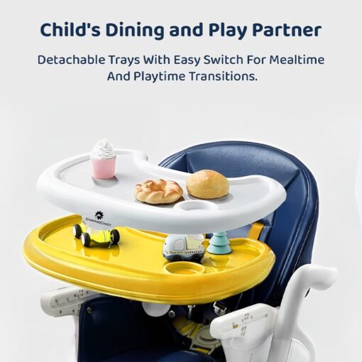 Crowned Baby High Chair by StarAndDaisy for Kids 0.5 Yrs to 6 Yrs Eat, Play & Rest Baby Chair Yellow & Blue