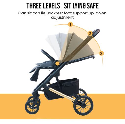 StarAndDaisy Cosmo Baby Stroller one press easy fold and large rear wheel, with Foot break, Foot Rest and basket for storage (Grey) - Image 7