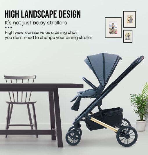 StarAndDaisy Cosmo Baby Stroller one press easy fold and large rear wheel, with Foot break, Foot Rest and basket for storage (Grey) - Image 12