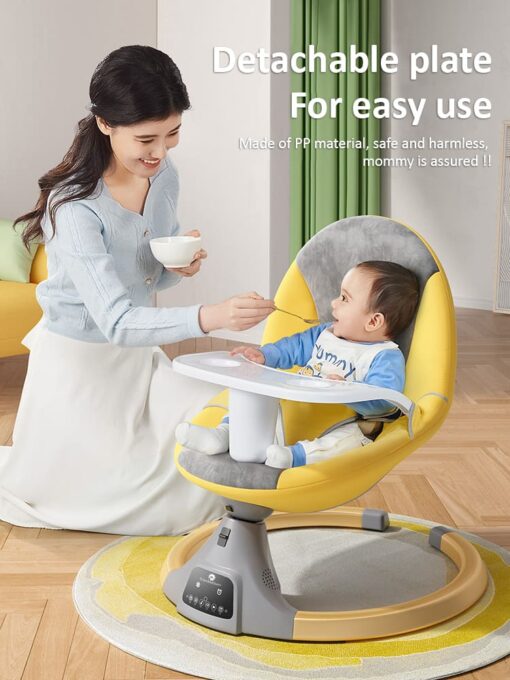 [Refurbished] StarAndDaisy 2-in-1 Premium Modern Automatic Electric Baby Swing Rocker Cradle with Detachable Dining Tray & Sunshade &  Mosquito Net, Baby Rocker with Smart Touch Panel & Bluetooth Enabled Music and Remote Control (Orange) - Image 5