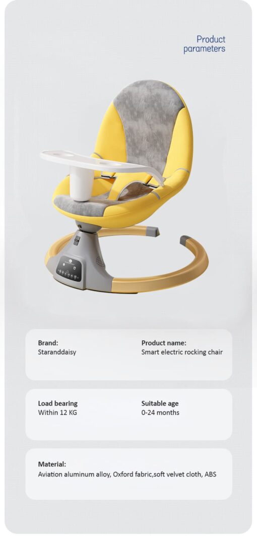 [Refurbished] StarAndDaisy 2-in-1 Premium Modern Automatic Electric Baby Swing Rocker Cradle with Detachable Dining Tray & Sunshade &  Mosquito Net, Baby Rocker with Smart Touch Panel & Bluetooth Enabled Music and Remote Control (Orange) - Image 12