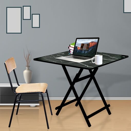 SND Homes Foldable Solid Wooden Coffee Table and Computer Table/Work Desk for Kids/Adults, Lightweight, Durable, Waterproof, Termite and Dust Proof – No Assembly Required (80cm x 80cm Black) - Image 3