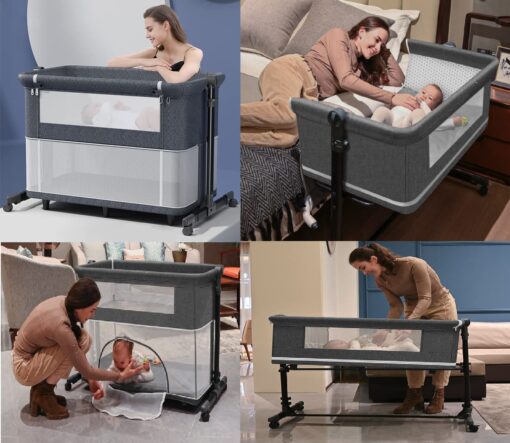 [Refurbished] StarAndDaisy 10-in-1 Baby Crib playpen - Folding Baby Bed Cot with Detachable Mosquito net (Mink Grey) - Image 10