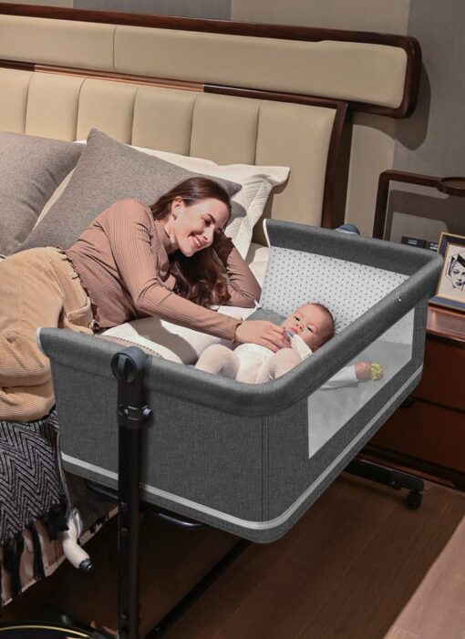 [Refurbished] StarAndDaisy 10-in-1 Baby Crib playpen - Folding Baby Bed Cot with Detachable Mosquito net (Mink Grey) - Image 6