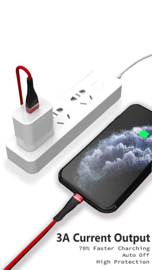 YUGAO X-14 Indestructible 360 Twist Nylon Braided Fast Charging + Data Sync Type C USB Data Cable (Red) - Image 3
