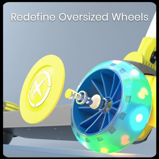 StarAndDaisy Glider Toddler Scooter for Kids Ages 3-12 Years Old Boy Girl with 3 Wheel LED Lights, Extra-Wide Children Foldable Kick Scooter Kids Ages 3-12 with 5 Adjustable Height and Lean-to-Steer (Yellow & Grey) - Image 5