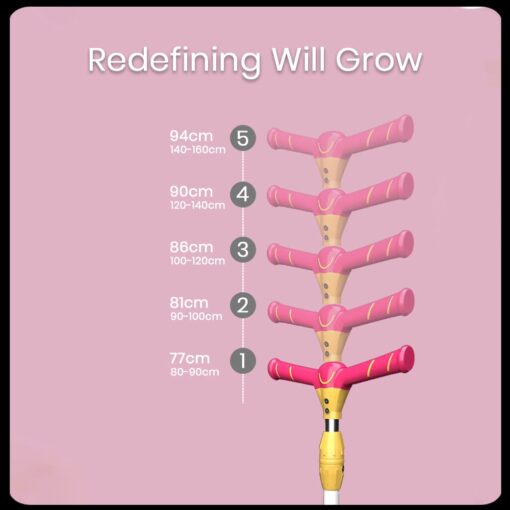 StarAndDaisy Glider Toddler Scooter for Kids Ages 3-12 Years Old Boy Girl with 3 Wheel LED Lights, Extra-Wide Childrens Foldable Kick Scooter Kids Ages 3-12 with 5 Adjustable Height and Lean-to-Steer (Yellow & Pink) - Image 3