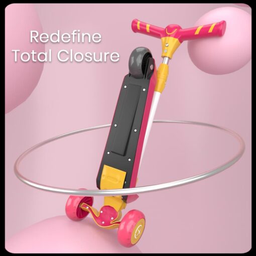 StarAndDaisy Glider Toddler Scooter for Kids Ages 3-12 Years Old Boy Girl with 3 Wheel LED Lights, Extra-Wide Childrens Foldable Kick Scooter Kids Ages 3-12 with 5 Adjustable Height and Lean-to-Steer (Yellow & Pink) - Image 9