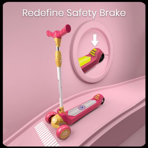 StarAndDaisy Glider Toddler Scooter for Kids Ages 3-12 Years Old Boy Girl with 3 Wheel LED Lights, Extra-Wide Childrens Foldable Kick Scooter Kids Ages 3-12 with 5 Adjustable Height and Lean-to-Steer (Yellow & Pink) - Image 10