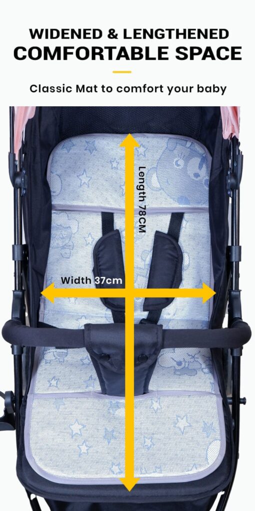 [Refurbished]  StarAndDaisy Mompush Lightweight Travel Luxury Stroller, Compact One-Hand Fold, Reclining Seat and XL Canopy, & Cup Holder (Blue) - Image 10