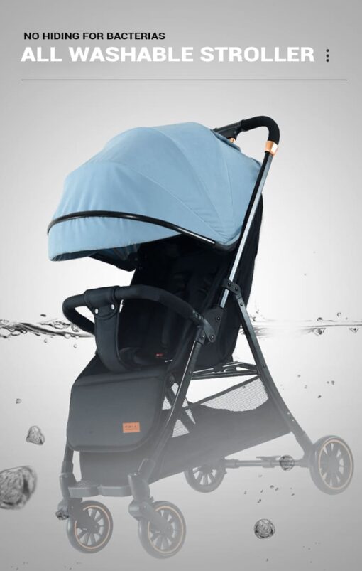[Refurbished]  StarAndDaisy Mompush Lightweight Travel Luxury Stroller, Compact One-Hand Fold, Reclining Seat and XL Canopy, & Cup Holder (Blue) - Image 11