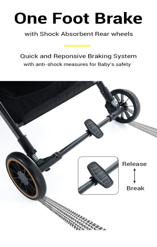 [Refurbished]  StarAndDaisy Mompush Lightweight Travel Luxury Stroller, Compact One-Hand Fold, Reclining Seat and XL Canopy, & Cup Holder (Graffiti) - Image 6