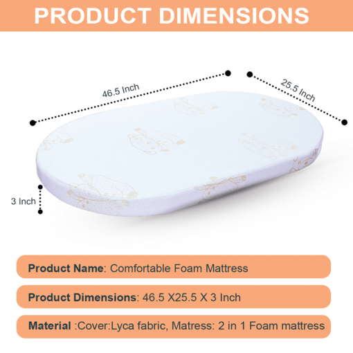 StarAndDaisy Supersoft Mattress For Babies With Washable Zipper Cover For StarAndDaisy Multi-functional 6 in 1 Wooden Cot Crib For Baby / Infant / Kids, Small round bed, Crib, Nursing Table, Round Convertible Bed, Table and Chair and more - Image 3