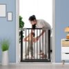 StarAndDaisy Metal Baby Gate - Safety Door With Extra Wide Pressure Mounted Gate For Stairs & Doorways 76 by 83cm - Black