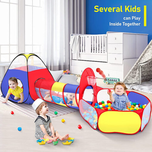 3-In-1 Multi Colour Ball Poll Tent Play Tent for Kids, Activity Play Tent, Foldable Indoor Outdoor Tent for Kids - Image 2